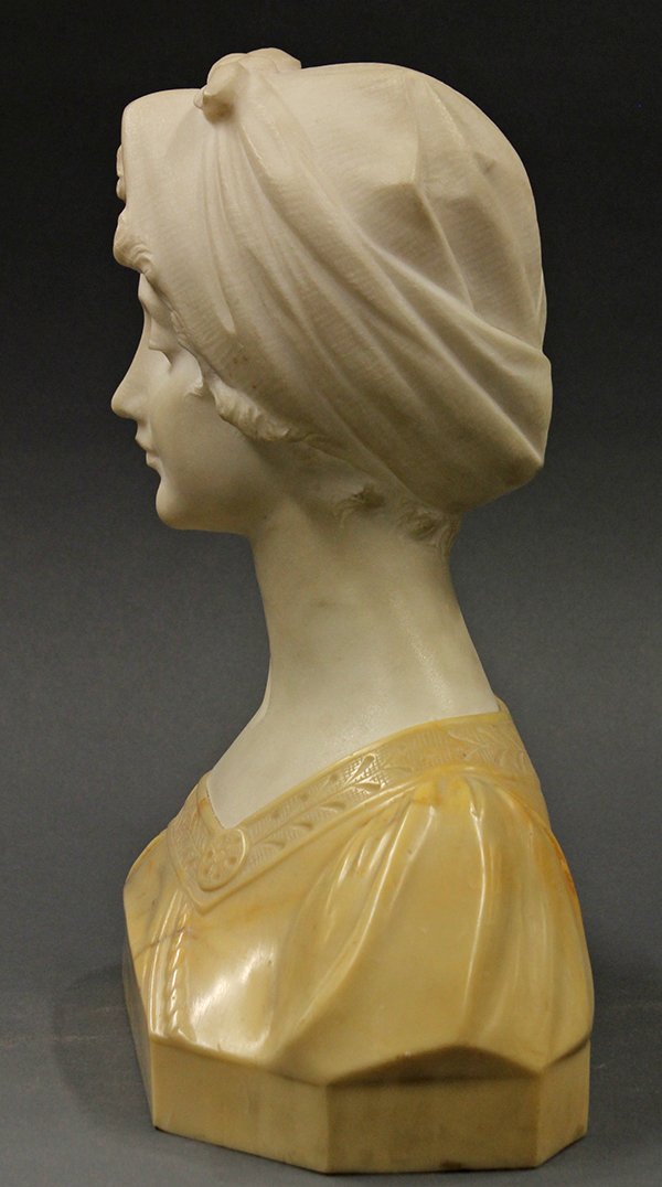 Italian alabaster and marble bust, 19th century - 5