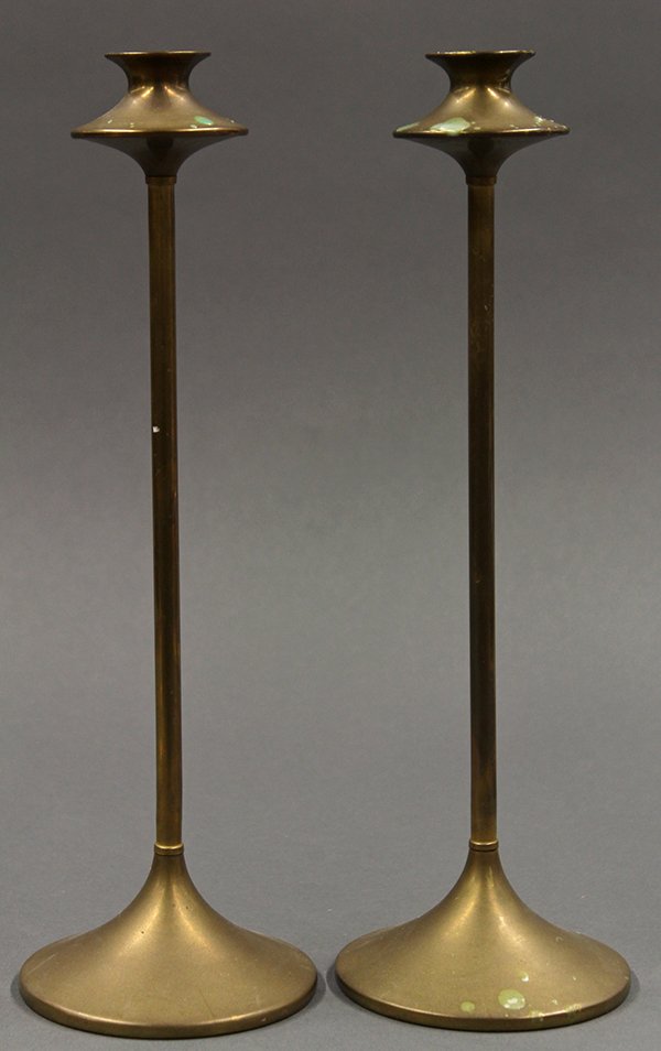 Pair of brass candlesticks, early 20th century