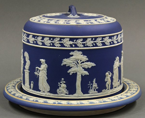 Classic Wedgwood blue Jasperware cheese keeper, circa 1 - 3