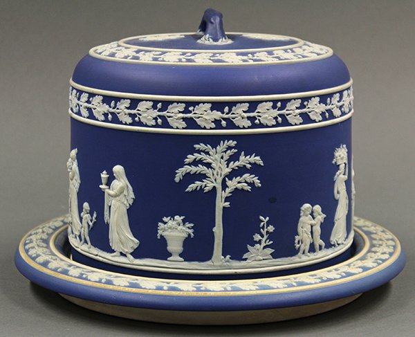 Classic Wedgwood blue Jasperware cheese keeper, circa 1 - 5
