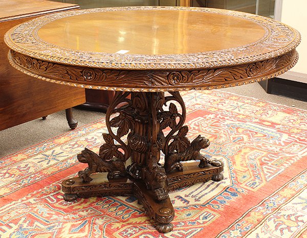 Continental Renaissance style walnut table