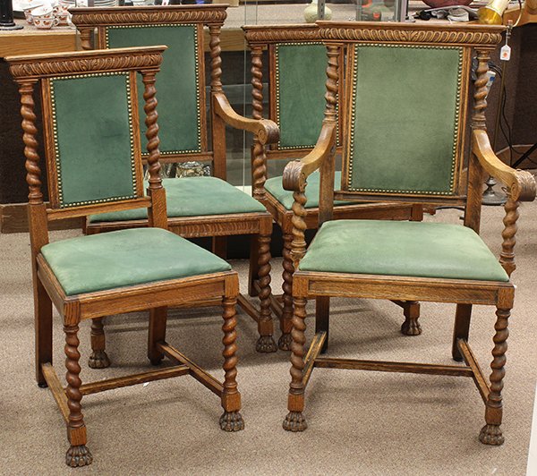 Late Victorian quartersawn oak dining chairs