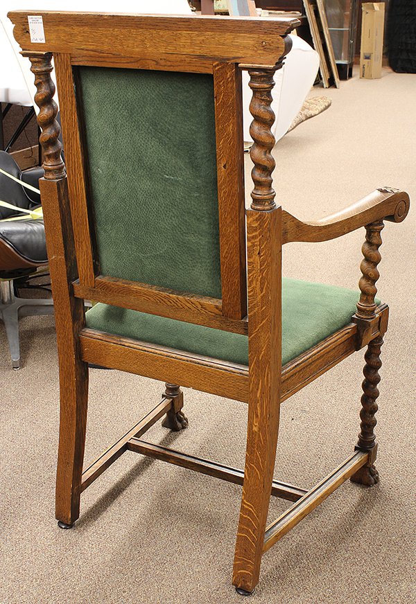 Late Victorian quartersawn oak dining chairs - 6