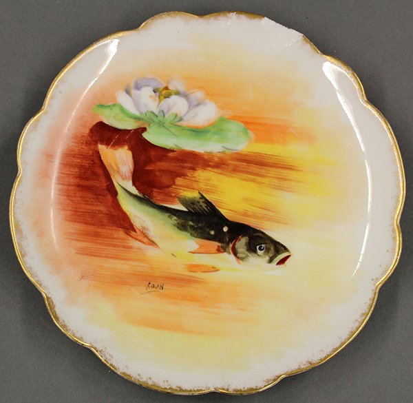 Hand painted porcelain fish service, circa 1895 - 5