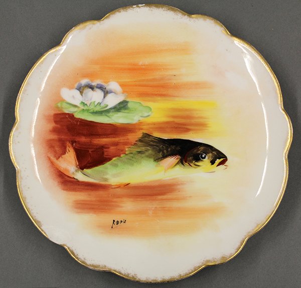 Hand painted porcelain fish service, circa 1895 - 7