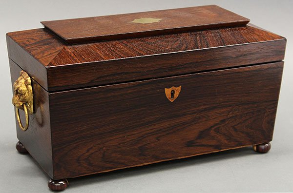 English rosewood tea caddy