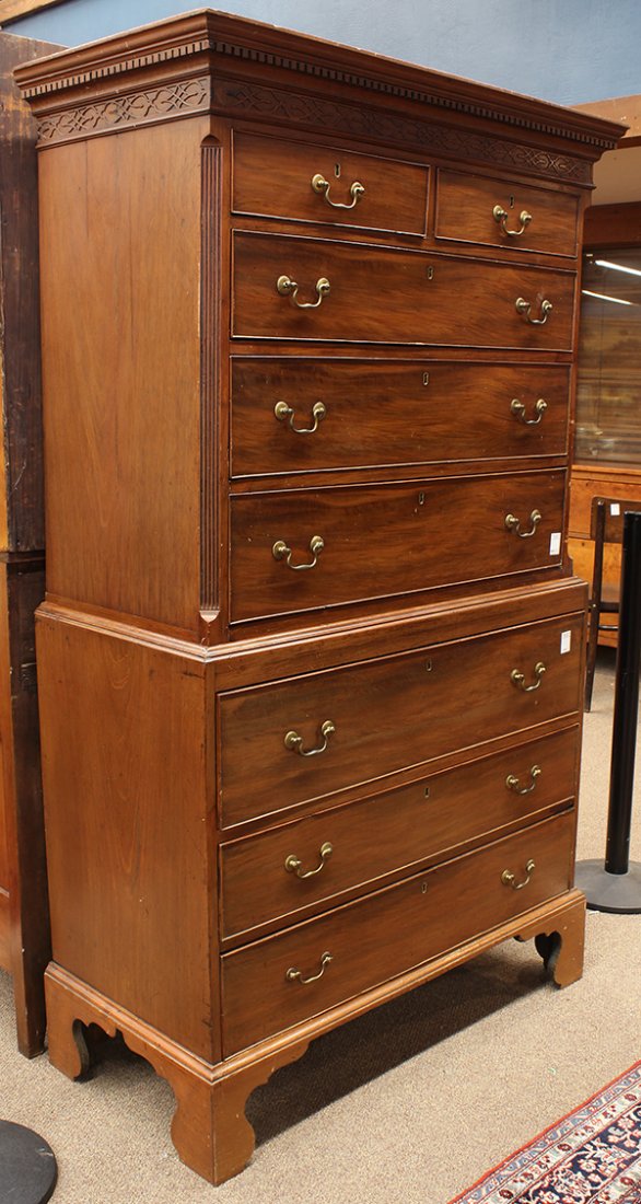 George III walnut chest on chest - 2
