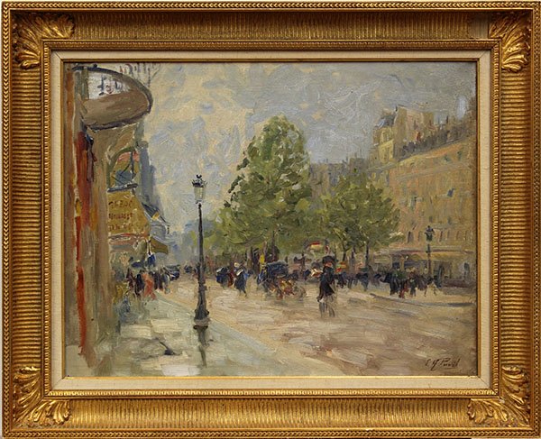 Painting, Elie Anatole Pavil, French Boulevard Scene - 2