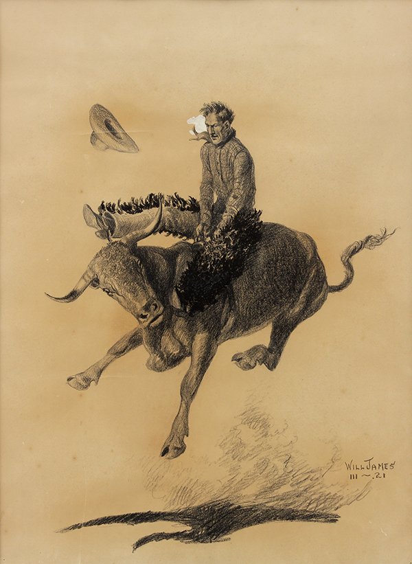 Drawing, Will Roderick James, The Bull Rider
