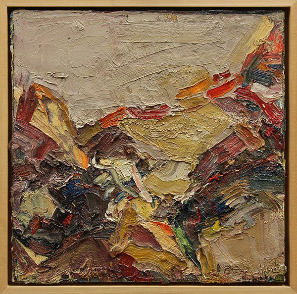 Painting, Dennis Hare,''Sunstruck,'' 1995: Dennis Hare (Californian, 1946-), ''Sunstruck,'' 1995, oil on canvas, signed and dated lower right, gallery title label affixed verso, 18''h x 18''w, overall (with frame) 18.25"h x 18.25"w. Provenance