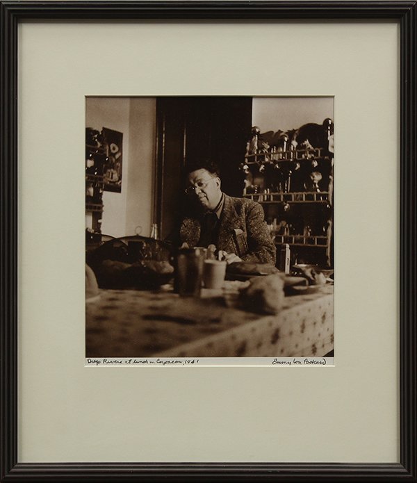 Photograph, Emmy Lou Packard: Emmy Lou Packard (Californian, 1914-1998), "Diego Rivera at Lunch in Coyoacan, 1941", gelatin silver print, signed lower right, titled lower left, sight: 10.75"h x 10.25"w, overall: 19.25"h x 17.25"w.