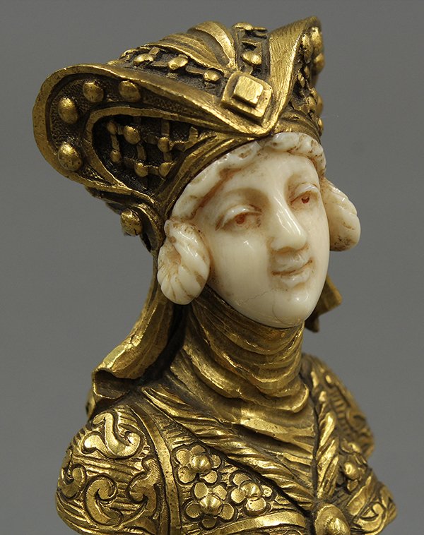 Sculpture, Eugene Bernoud, Woman in Medieval Dress - 5
