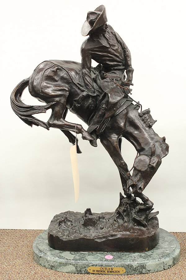 Bronze Sculpture, After Frederic Remington, Cowboy on H