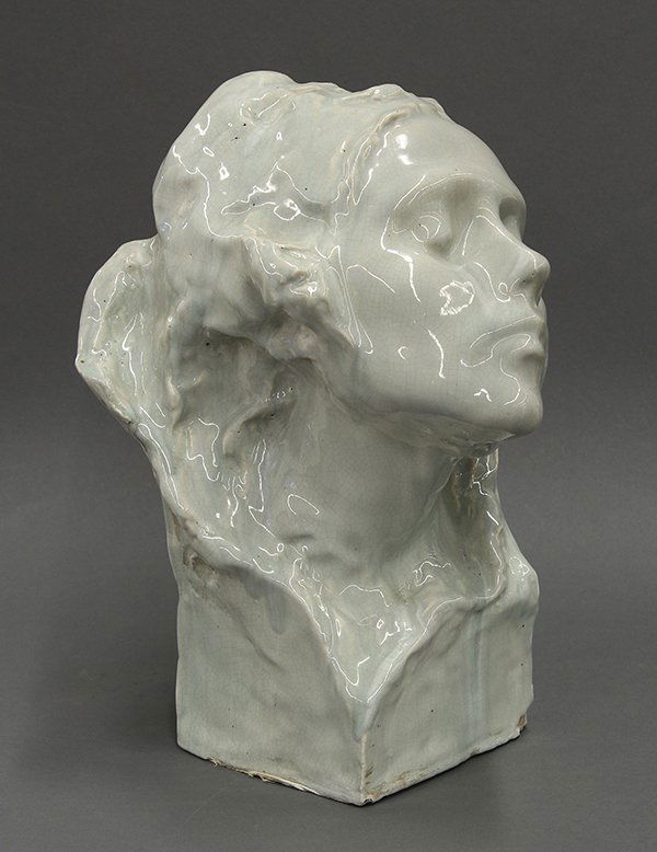 Cermaic Bust, Edgardo Simone, Female Bust: Edgardo Simone (American, 1890-1948), Female Bust, ceramic sculpture, signed "E. Simone" verso, overall: 14"h x 9"w x 10"d