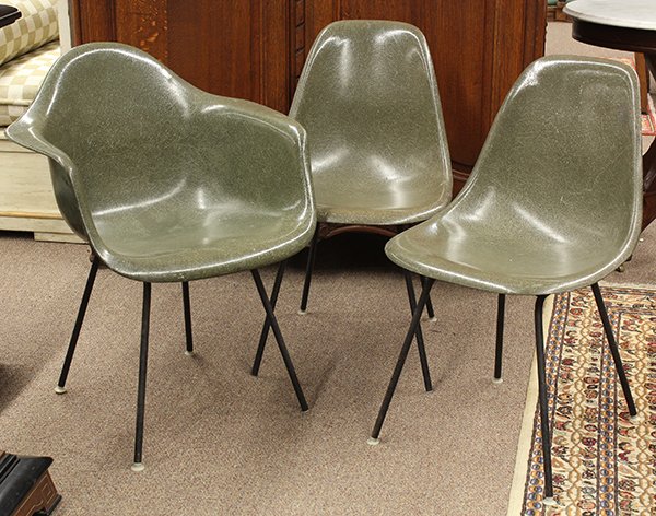 Eames fiberglass shell chairs for Herman Miller,