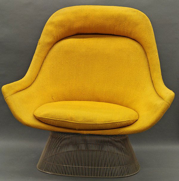 Warren Platner '1725' easy chair for Knoll, designed ci: Warren Platner '1725' easy chair for Knoll, designed circa 1966. An early example of an iconic mid-century chair. Executed with nickel-plated steel wire frame resting on a classic round wire base. Wit
