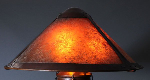 Dirk Van Erp hammered copper and mica lamp - 4
