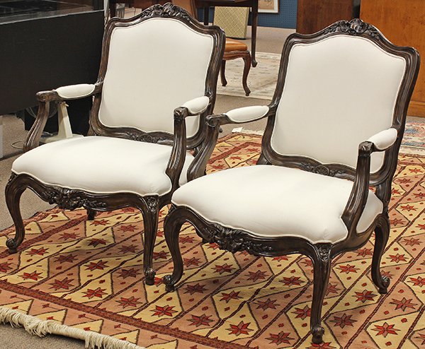 Pair of Louis XV style fauteuils