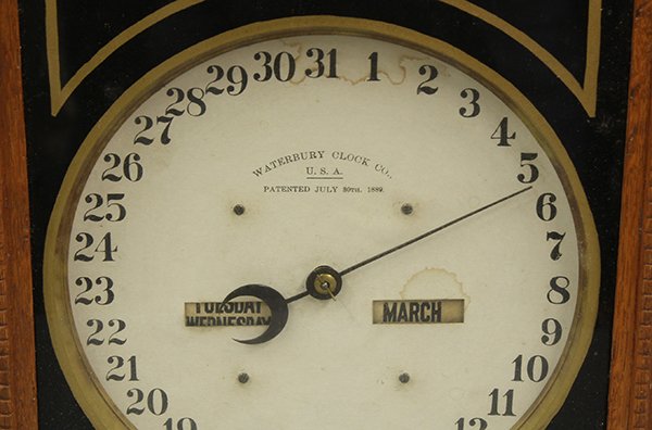 Waterbury 'Oswego' double dial calendar clock - 2
