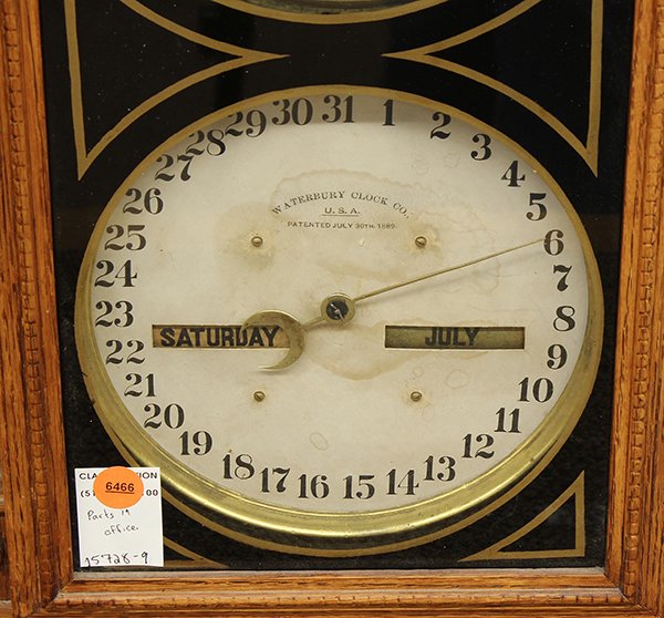 Waterbury #43 double dial calendar clock, circa 1900 - 2