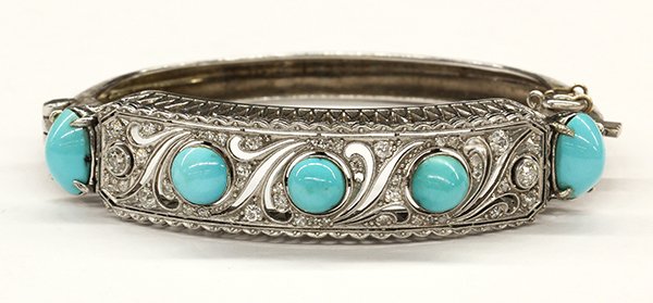 White gold turquoise diamond bracelet