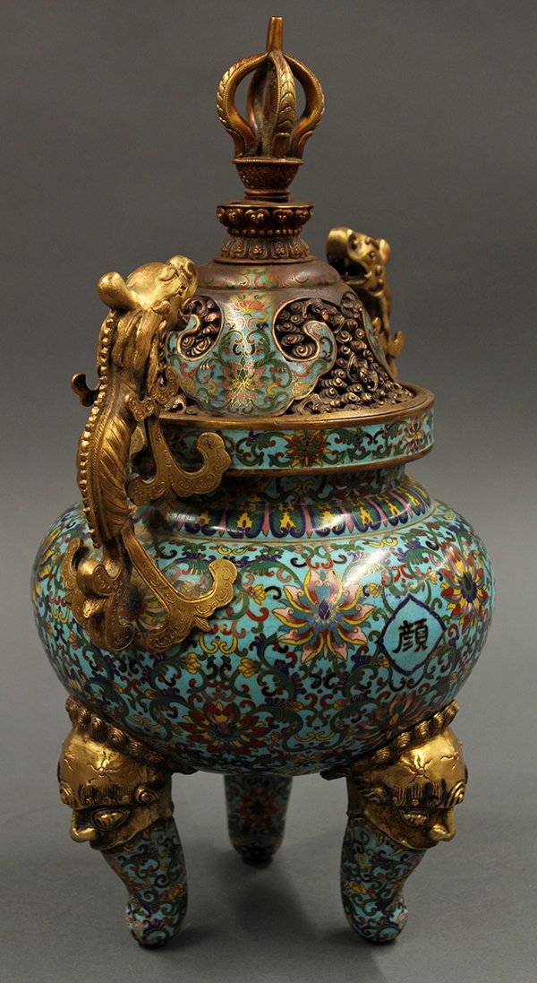 Chinese Cloisonne Garniture Set/Ritual Vessels, 19 c - 2