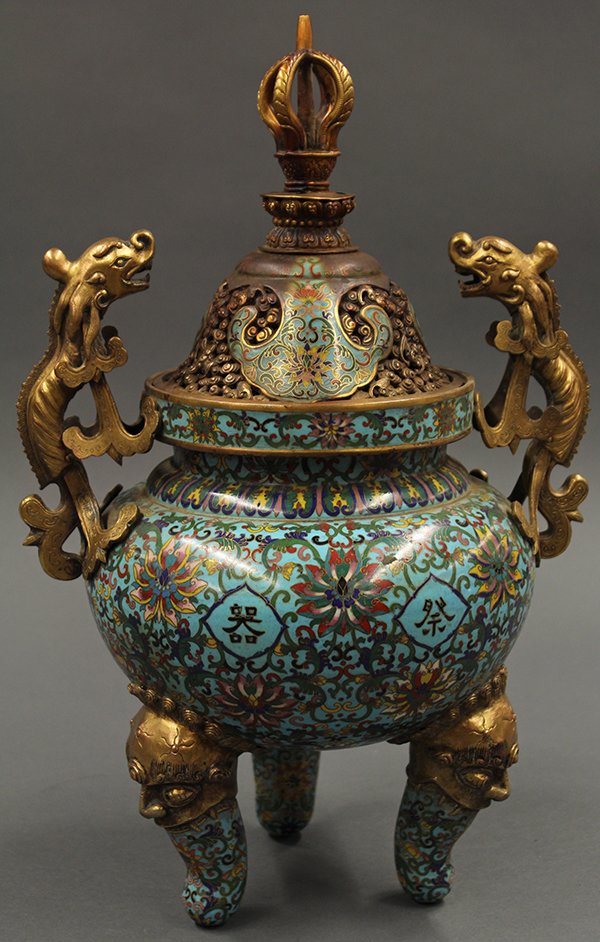 Chinese Cloisonne Garniture Set/Ritual Vessels, 19 c - 3