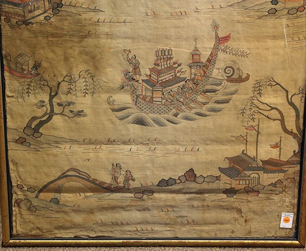 Chinese Kesi Panel, Riverscape - 4