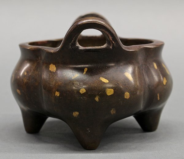 Chinese gold splashed bronze censer - 2