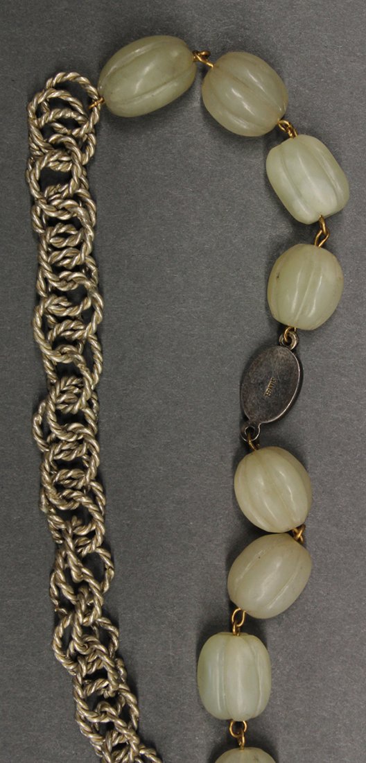 Chinese Jade Necklace with Bird Roundel - 5