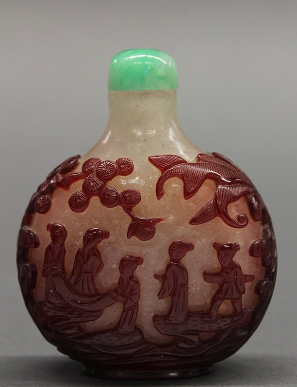 Chinese Overlay Peking Glass Snuff Bottle - 3