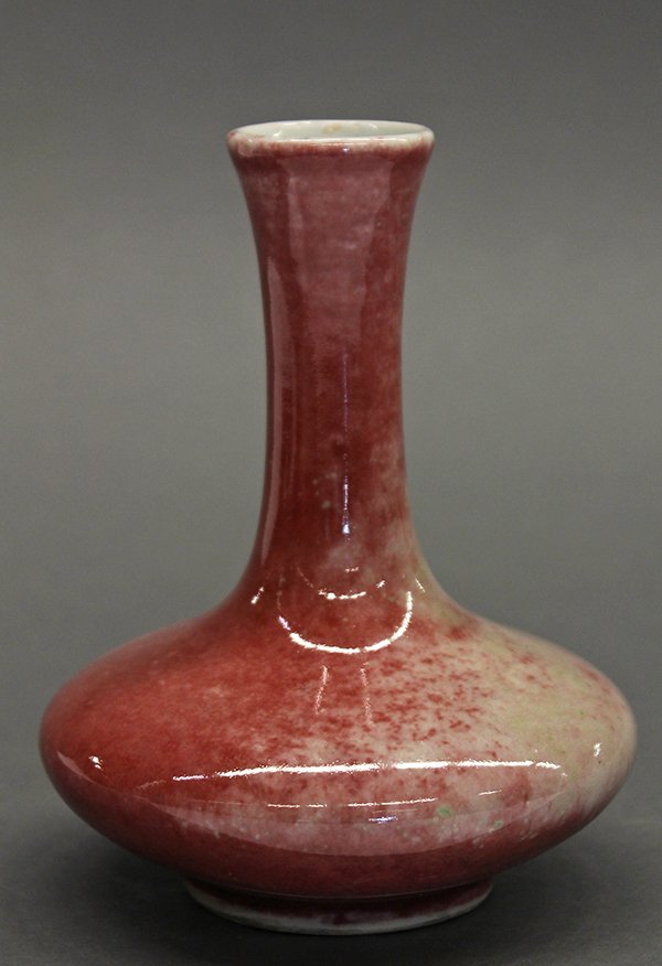 Chinese Peach Bloom Stick Neck Vase