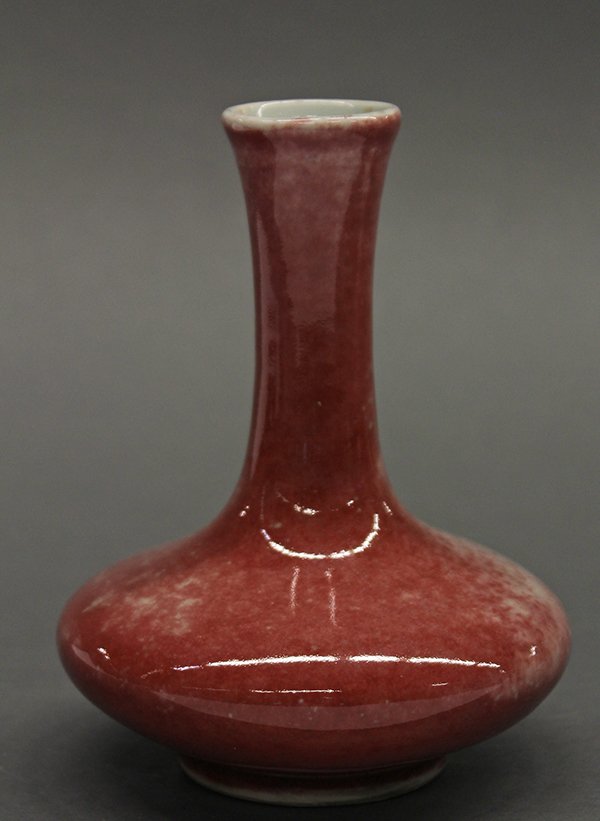 Chinese Peach Bloom Stick Neck Vase - 2