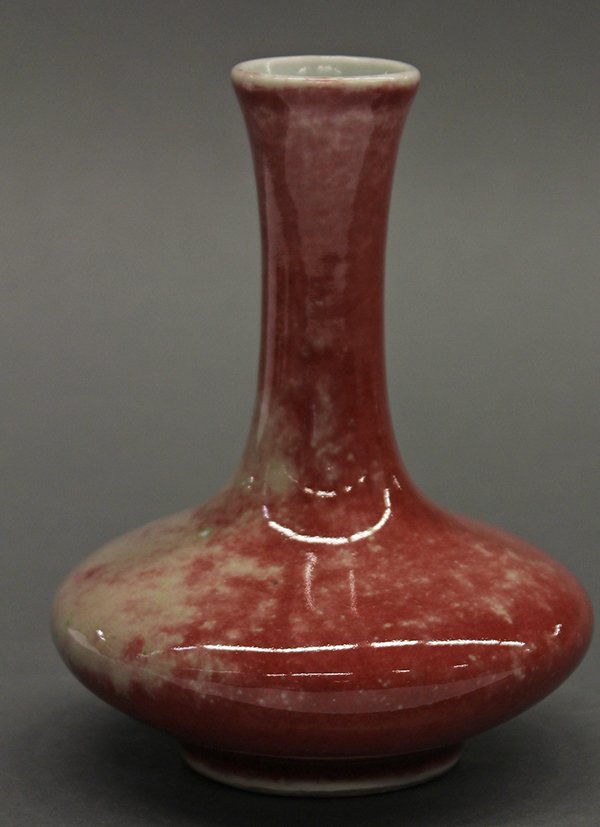 Chinese Peach Bloom Stick Neck Vase - 3