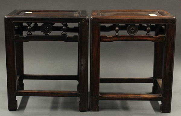 Two Chinese Rectangular Wood Stools