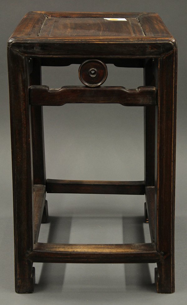 Two Chinese Rectangular Wood Stools - 3