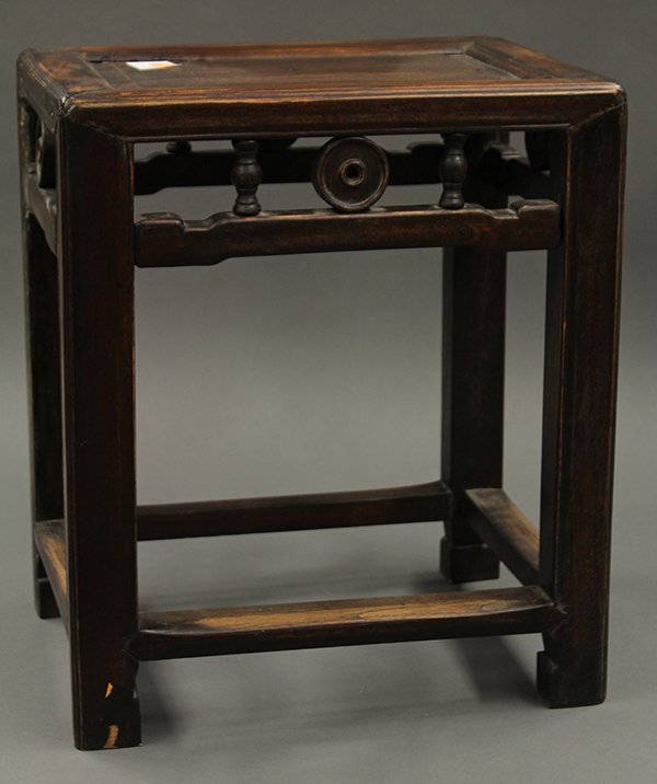 Two Chinese Rectangular Wood Stools - 4