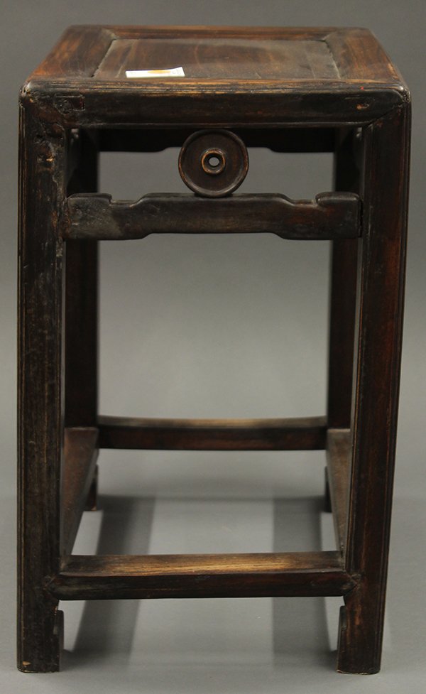 Two Chinese Rectangular Wood Stools - 5