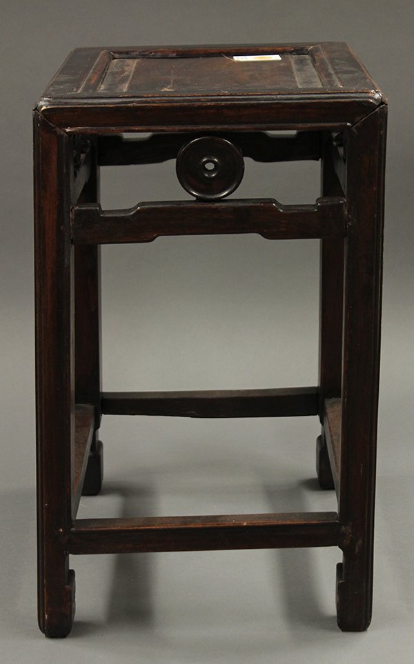 Two Chinese Rectangular Wood Stools - 7