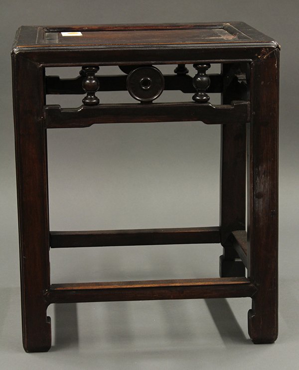 Two Chinese Rectangular Wood Stools - 8