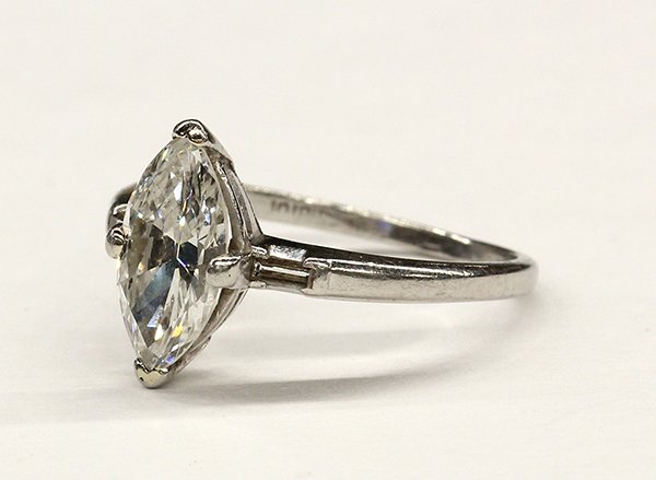 Platinum marquise brilliant cut diamond ring
