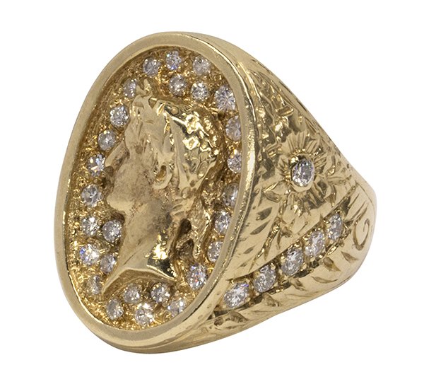 Gentleman's yellow gold diamond ring