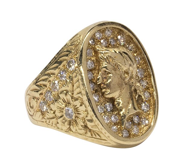 Gentleman's yellow gold diamond ring - 2