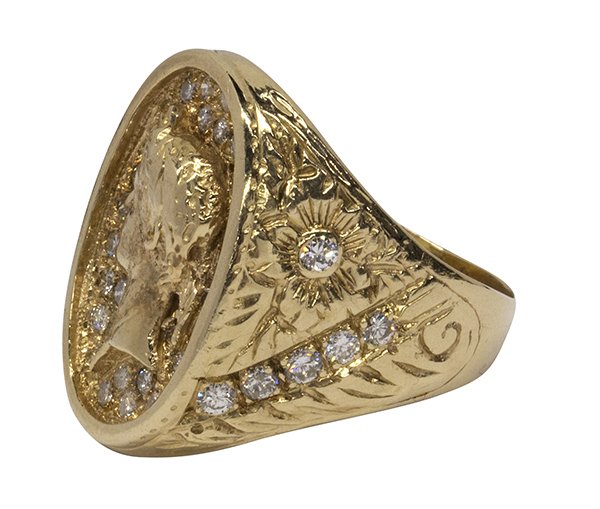 Gentleman's yellow gold diamond ring - 3
