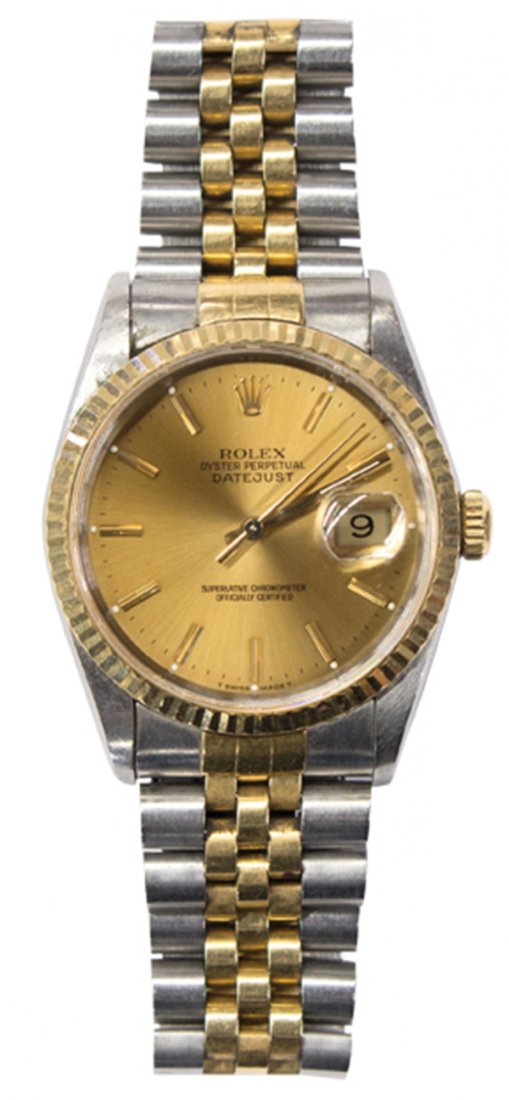 Gentleman's 2-tone Rolex Oyster Perpetual Datejust wris