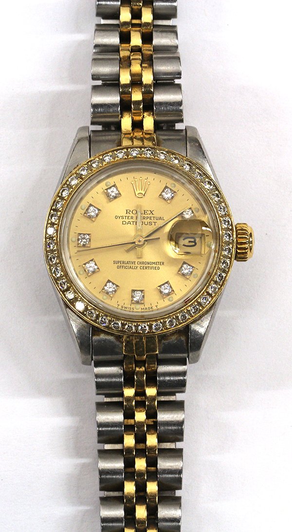 Lady's two-tone Rolex wristwatch with box and papers