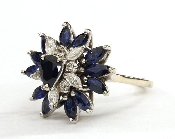 Sapphire diamond white gold dinner ring