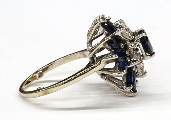 Sapphire diamond white gold dinner ring - 2