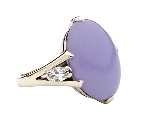 Natural lavender jadeite diamond ring with Mason Kay re - 2