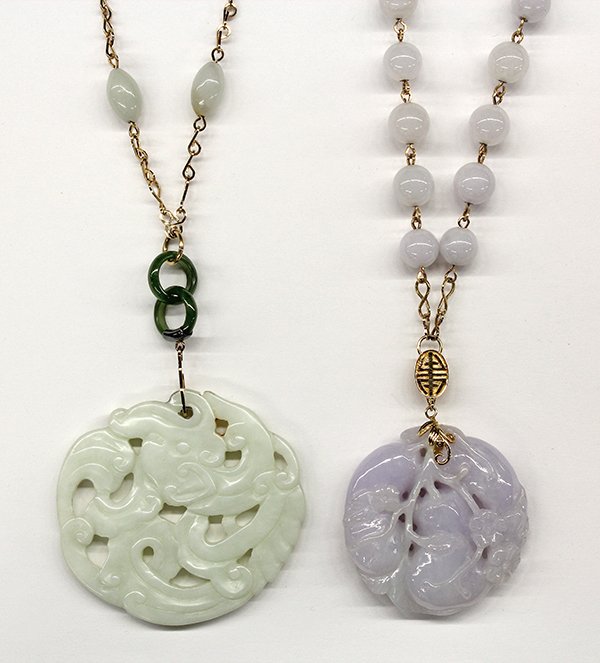 Two jade pendant necklaces